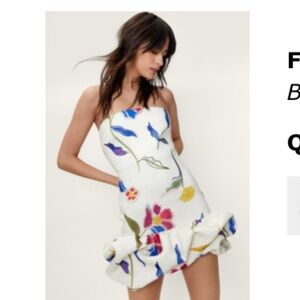 Nasty Gal Floral Mini Dress - White Multicolor